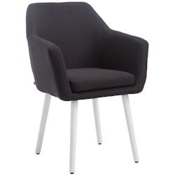 Décoshop26 - Chaise de salon salle à manger chambre en tissu noir et pieds en bois blanc 10_0002256 - blanc 3000250925693_0