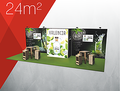 Stand modulaire 24m² - 1 cloison de 8m, réserve 2m² et TV - WAHCOM_0