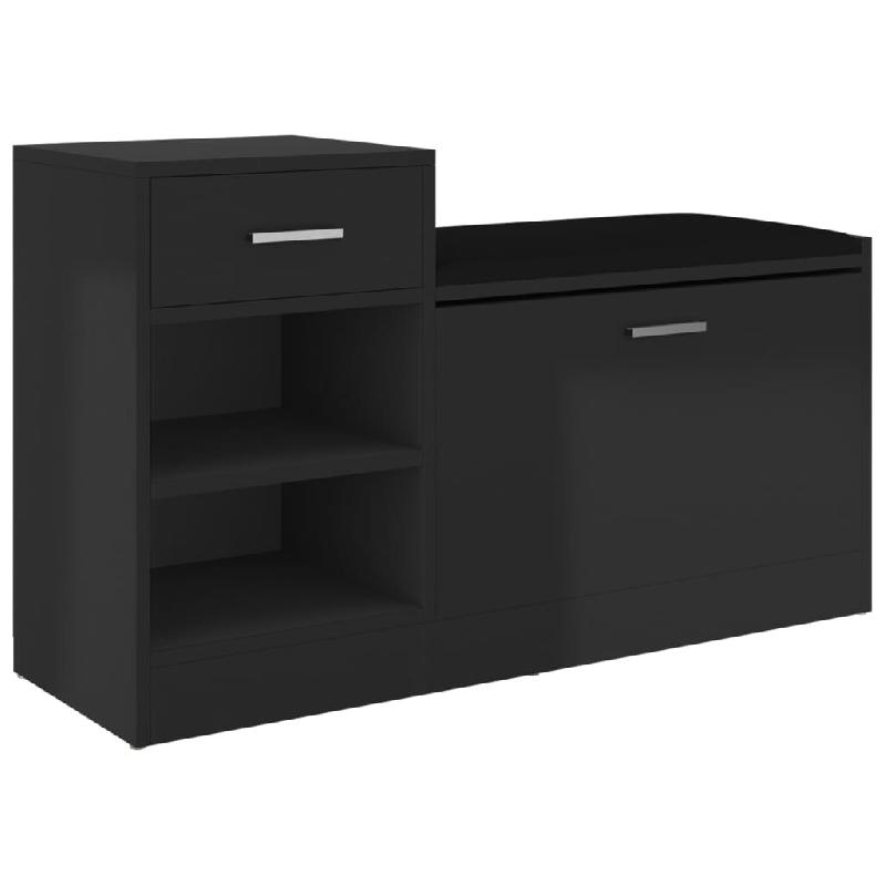 Helloshop26 - Banc à chaussures bottes commode étagère meuble entrée rangement brillant 94,5 x 31 x 57 cm aggloméré noir 02_0022998 - noir Bois_0