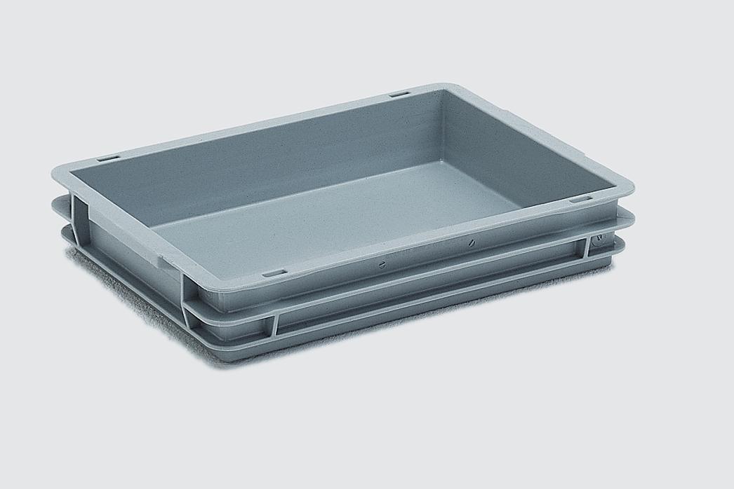 Bac plastique gerbable - KESBAC 400x300x65mm - norme Europe, gris, fond et parois pleines_0