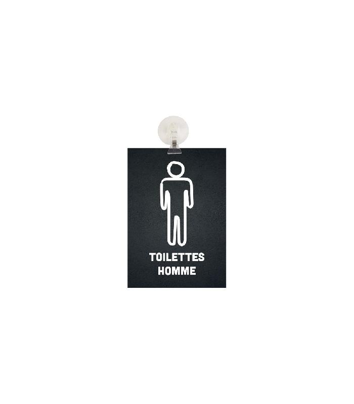 Panneau PVC de signalisation - Toilettes Homme format A5 avec fixation ventouse - Référence: REG210-THO-N-PV_0