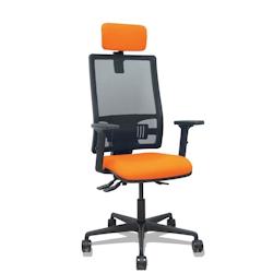 Piqueras y Crespo Silla Bormate asincro malla negra asiento bali naranja brazos 2D ruedas 65mm cabecero regulable - orange multi-matériau 405ASM840B3_0