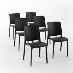RATTATAN Set 6 Chaises en polypropylène avec fibre de verre empilables pour extérieur et jardin, bar et restaurant, cuisine design moderne - CARMEN_0