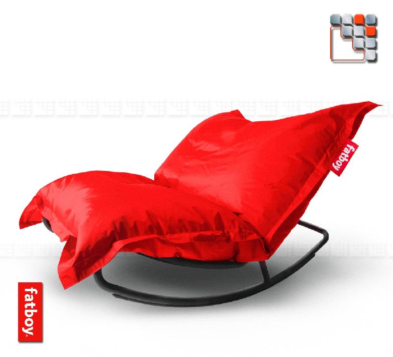 Rock 'n Roll - Rocking chair Fatboy® - transformable avec pouf Original, cadre noir et sangles renforcées_0