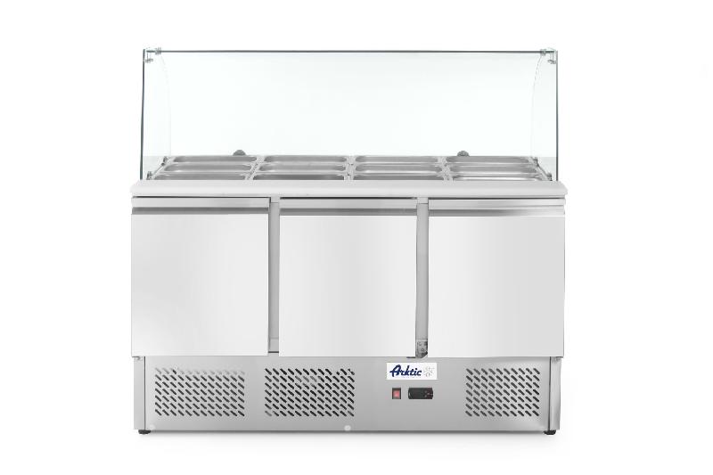 Saladette professionnelle 3 portes avec vitrine réfrigérée en verre 570l - 232798_0