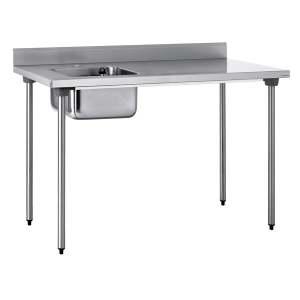 TABLE DU CHEF - 1 BAC GAUCHE 400X400 MM - INOX - ADOSSÉE - 1200X700X900 MM - SANS ÉTAGÈRE_0