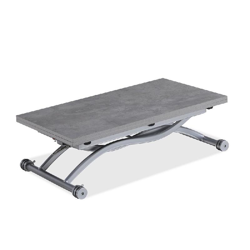 Table basse relevable extensible Hirondelle - finition béton - compacte 100 x 57/114 cm_0