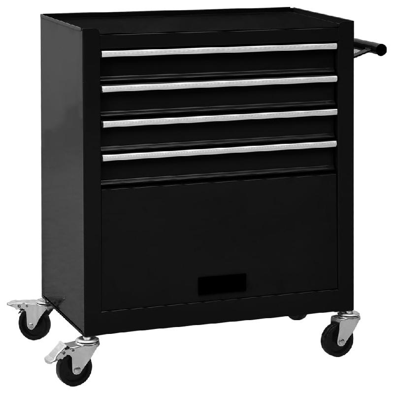 Vidaxl chariot à outils avec 4 tiroirs acier noir 147189_0