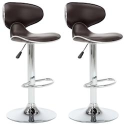 VidaXL Tabourets De Bar 2 Pcs Marron Similicuir - 323646_0