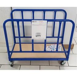 Chariot de transport pour plateaux ou panneaux - capacité 250 kg - châssis mécano-soudé - plateau bois - revêtement époxy bleu RAL 5010_0