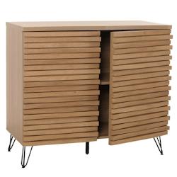 Décoshop26 - Commode armoire buffet avec 2 portes et 4 compartiments de rangement en bois massif manguier et métal 85x95x45 cm 04_0006524 - 30002618_0