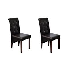 Décoshop26 - Lot de 2 chaises de salle à manger cuisine dossier capitonné en synthétique marron CDS020735 - marron 3001120399781_0