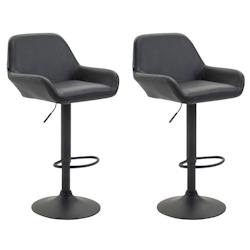 Décoshop26 - Lot de 2 tabourets de bar moderne et confortable en synthétique noir pieds trompette en métal noir TDB10223 - noir 3000891769601_0