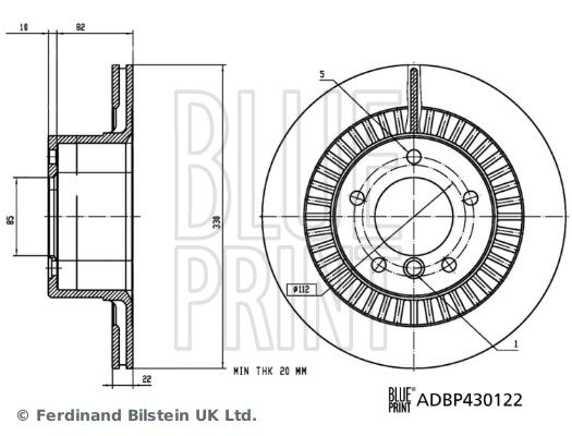 Disque de frein ventilé BLUE PRINT ADBP430122 - arrière - boîte de 1 disque_0