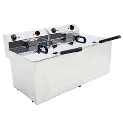 Friteuse electrique 12+12 litres de table - 695x495x325 mm - 9000 W 230/1V - 44242121 Eurast - inox 44242121_0