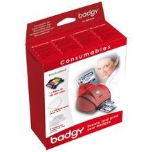 PACK COMPLET CONSOMMABLES BADGY, 100 CARTES DE 0.5 MM + 1 RUBAN D'IMPRESSION + 1 KIT NETTOYAGE