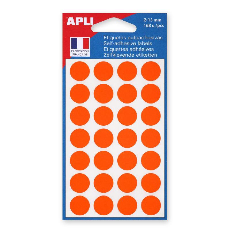 PASTILLES ADHESIVES DE COULEUR AGIPA Ø 15 MM - COLORIS ORANGE - PAQUET 168 UNITES