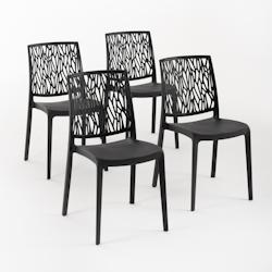 RATTATAN Set 4 Chaises en polypropylène avec fibre de verre empilables pour extérieur et jardin, bar et restaurant, cuisine design moderne - LISA -_0