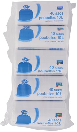 ROULEAU DE 40 SACS POUBELLE ARO 10 L  (VENDU PAR 5)