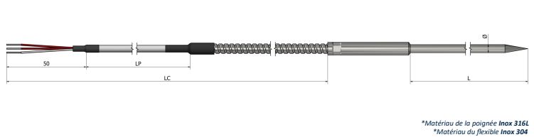 Sonde à résistance à piquer RTD PP31 - Sortie flexible et prolongation_0