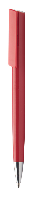 Stylo à bille en plastique - embout chromé - encre bleue - couleur rouge - poids 10g_0