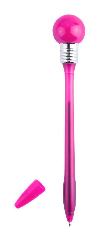 Stylo à bille en plastique - boule souple avec lampe LED - encre bleue - couleur fuchsia_0