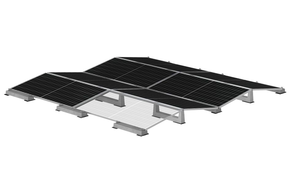 Support EST OUEST photovoltaique - Systèmes est-ouest sur toit - Structures Sun Ballast - Résistance élevée au vent_0