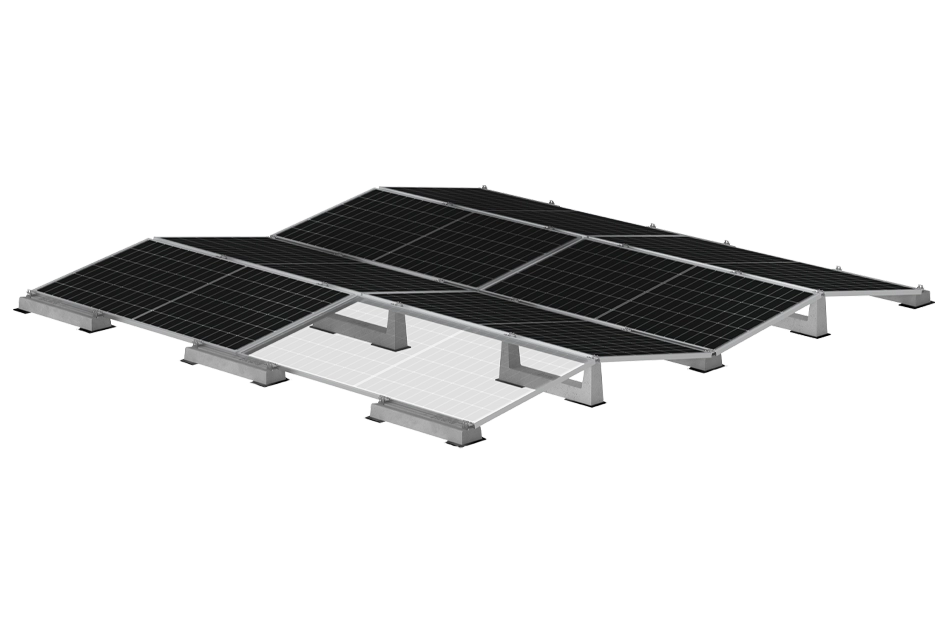 Support léger et résistant pour panneaux solaires en configuration Est-Ouest sur toit plat - Système EasyWest_0