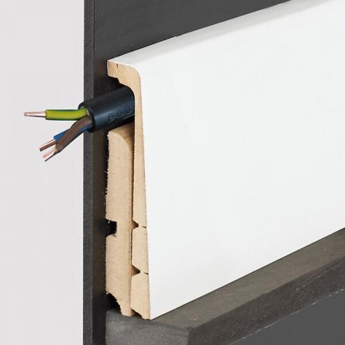 6 PLINTHES DE RECOUVREMENT MDF À COLLER EN POSE RAPPORTÉE - 2200 MM - BLANC - LARGEUR 120 MM DINAC