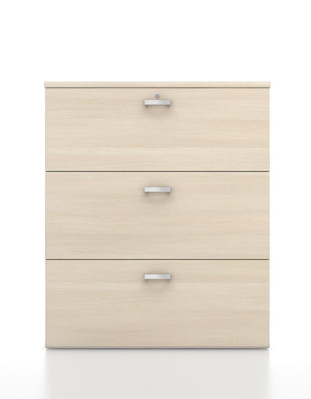Armoire basse pour dossiers suspendus - Mobel Linea - 100, Blanc pastel, Gris aluminium_0