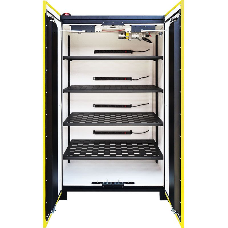 Armoire de sécurité résistante au feu 90 minutes pour stockage et charge de batteries Lithium-Ion - ALTOL230V - avec alarmes et ventilation_0