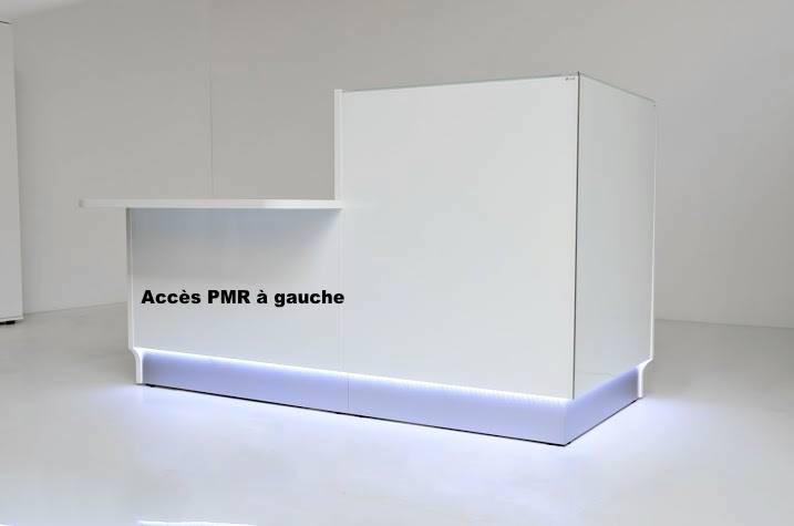 Banque d'accueil compacte Linea avec accès PMR sur le côté - MDD - 165, Gauche, Blanc_1