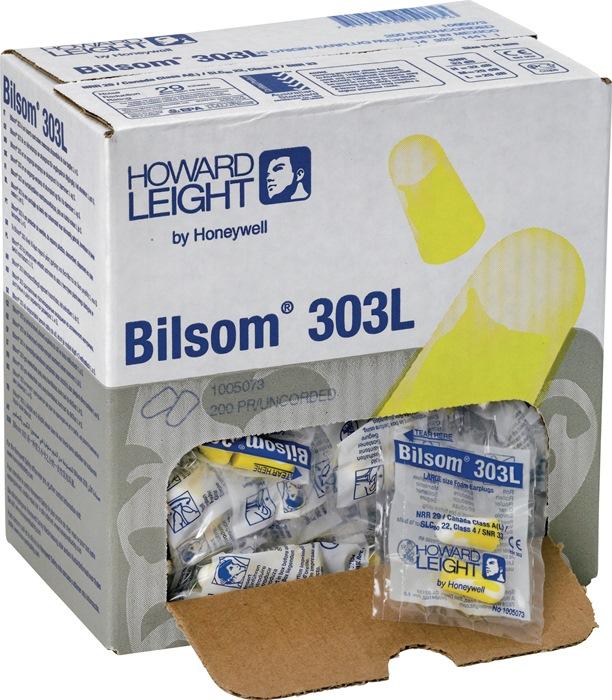 Bouchons antibruit en mousse Bilsom 303L - SNR 33 dB - Norme EN 352-2 - 200 paires/boîte - Honeywell Howard Leight_0