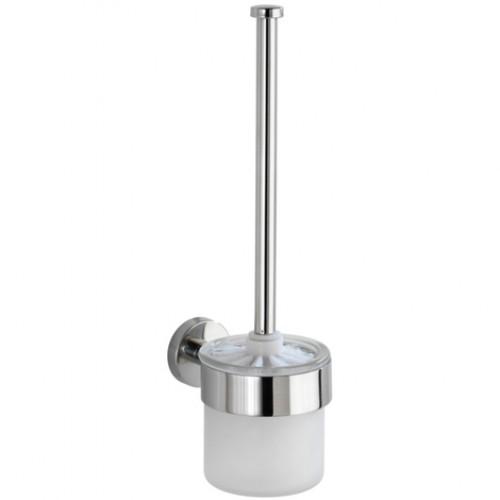 BROSSE WC AVEC SUPPORT MURAL - BOSIO - ACIER ET VERRE SATINÉ - BRILLANT WENKO