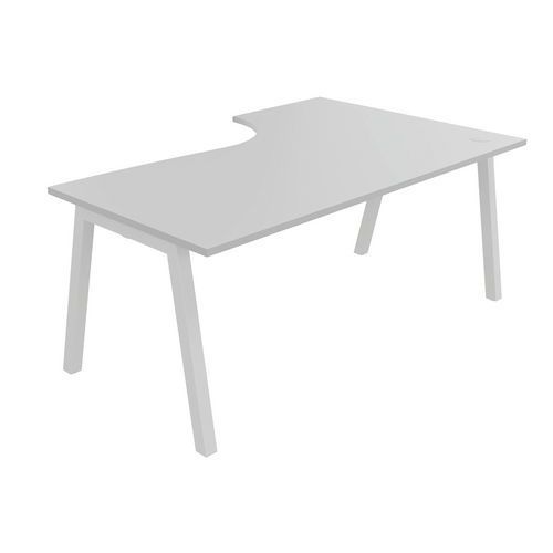 BUREAU COMPACT PARTAGE RETOUR GAUCHE 180 CM GRIS / BLANC - BURONOMIC