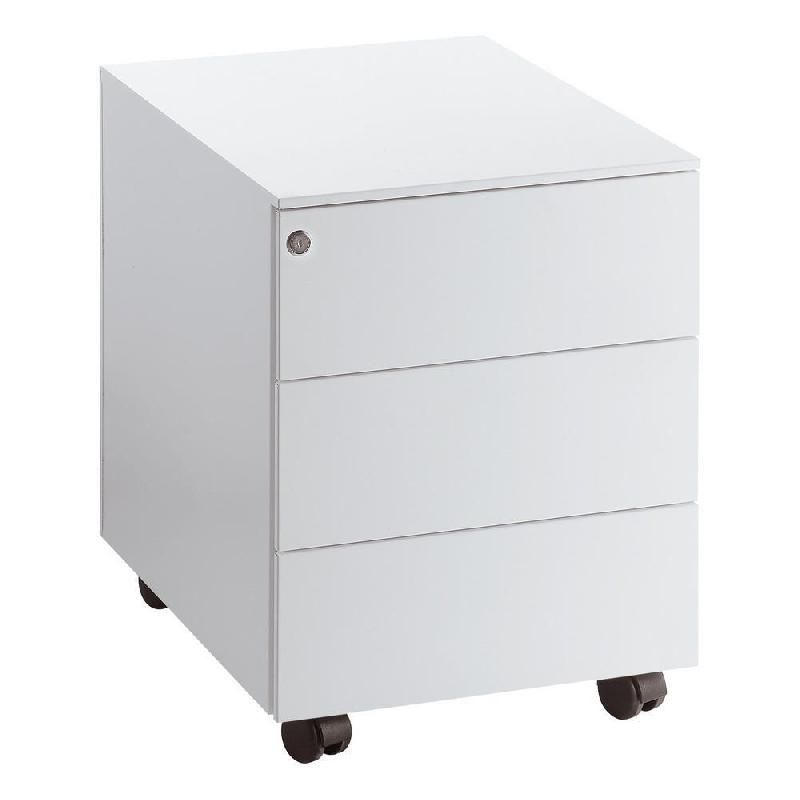 CAISSON MOBILE 3 TIROIRS MÉTAL NF ENVIRONNEMENT BLANC - H.55,5 X L. 42 X P. 53 CM