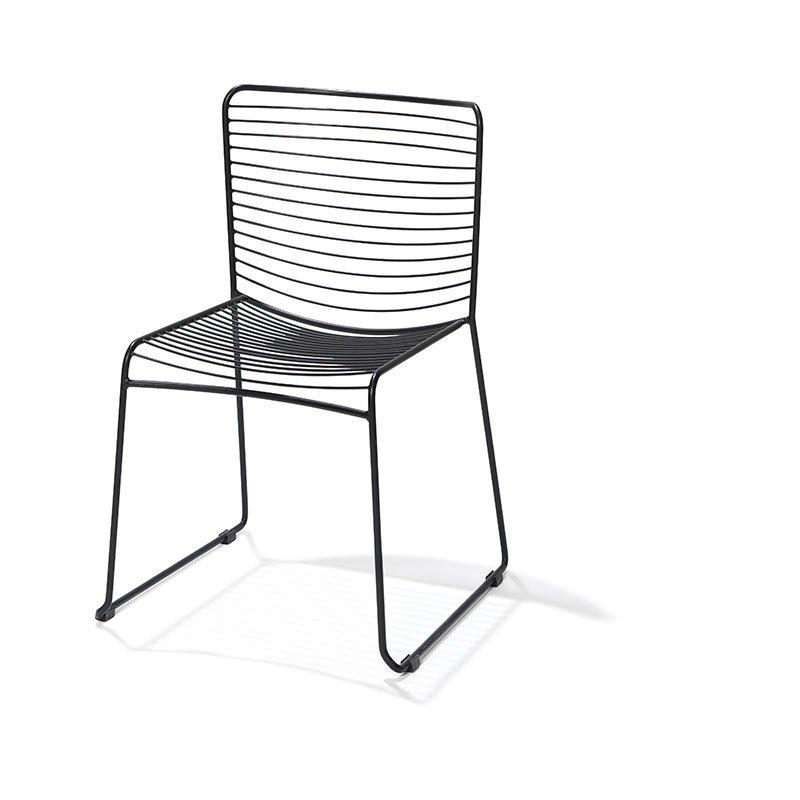 CHAISE EMPILABLE EN FIL D'ACIER, NOIRE