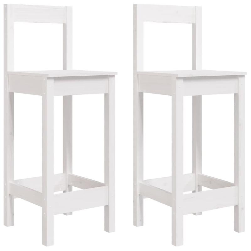 Chaises de bar lot de 2 blanc 40x41,5x112 cm bois de pin solide Modèle Nova Premium - 822143_0