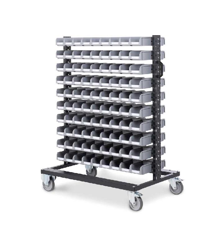 Chariot porte-bacs avec 180 bacs gris plastique 1 litre_0