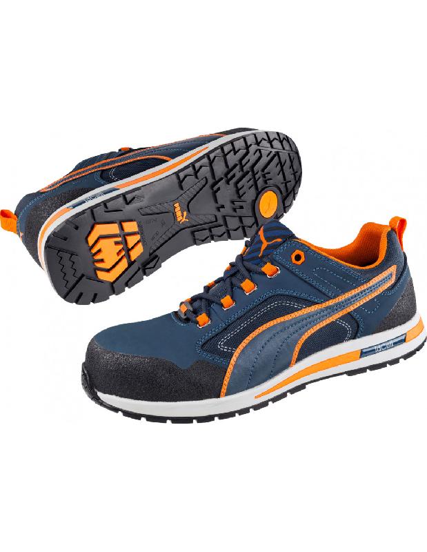 BASKETS DE SÉCURITÉ BASSE CROSSTWIST LOW S3 HRO SRC BLEU/ORANGE P42 - PUMA - 643100-T.42