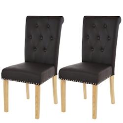 Décoshop26 - 2x chaises de salle à manger chesterfield synthétique marron foncé pieds foncés design moderne et chic 04_0000321 - marron 3000252358987_0