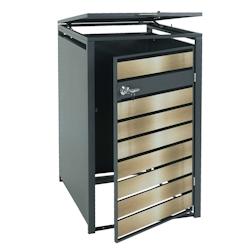 Décoshop26 - Abri poubelle un compartiment pour une ou deux poubelles en métal anthracite or 04_0006991 - 3000261983996_0