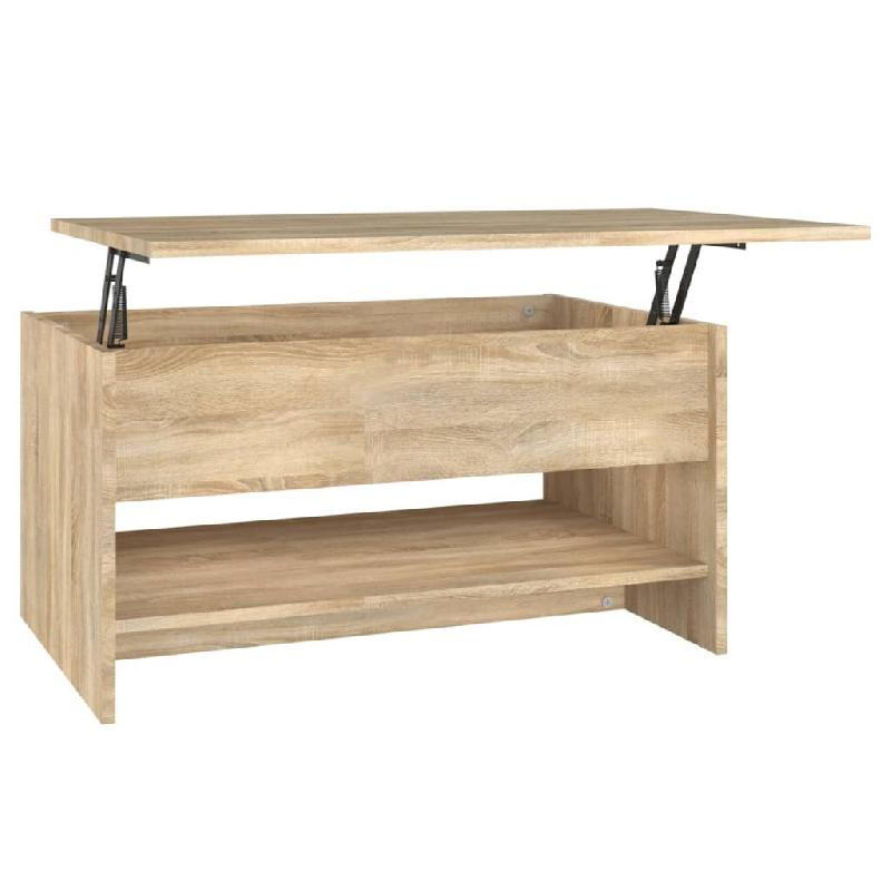 Décoshop26 - Table basse avec plateau relevable design intemporel 80 x 50 x 40 cm bois d'ingénierie couleur chêne DEC038999 - Bois massif 300026414_0