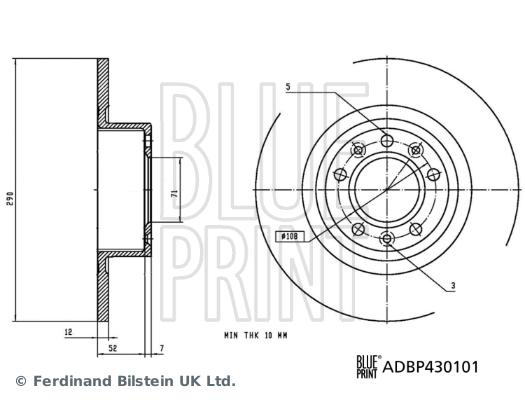 Disque de frein Blue Print ADBP430101 - arrière, plein, conditionnement boîte de 1 disque_0