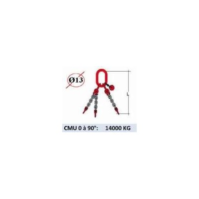 ELINGUE CHAÎNE KUPLEX 3 BRINS - SANS CROCHET - CMU 14000 KG (CLASSE 100)