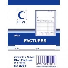 ELVE BLOC FACTURE 50 FEUILLETS SIMPLES 105X140 MM