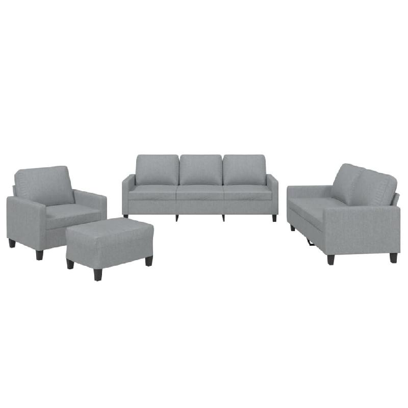 Ensemble de canapés 4 pcs avec coussins Gris clair Tissu Modèle Oasis Chic - 8721012064034_0