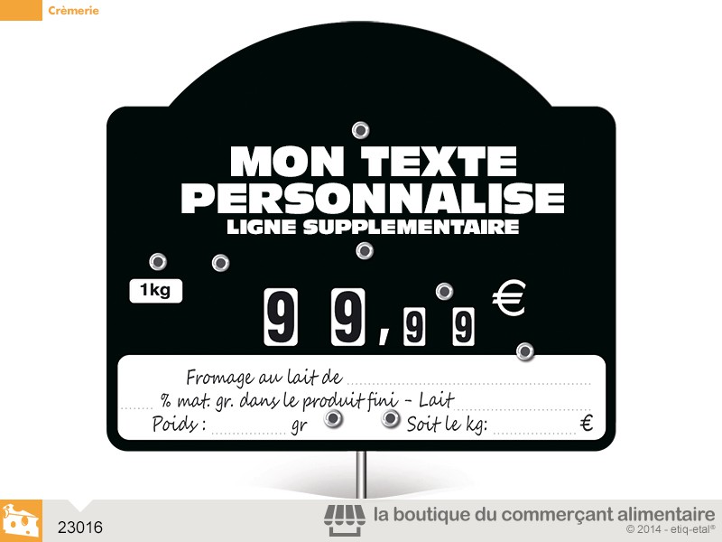 ETIQUETTE TRAD'ETIQ CONTACT TOP NOIRE À  TEXTE AVEC %MG À  ROUES