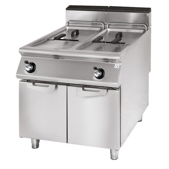 Friteuse gaz sur meuble 2 cuves inox avec capacité 2x13 l - 24 kw - PVS9080FRGS13_0