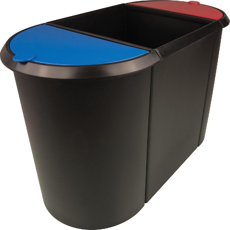 Helit Corbeille à papier Trio-System, ovale, en PE, noir - H6103597_0